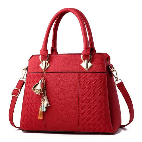 Tassel Leather Tote Bag