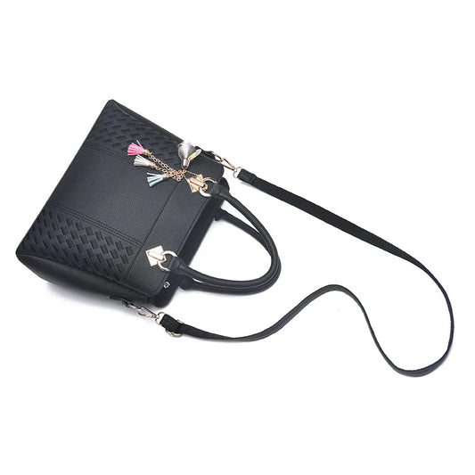 Tassel Leather Tote Bag