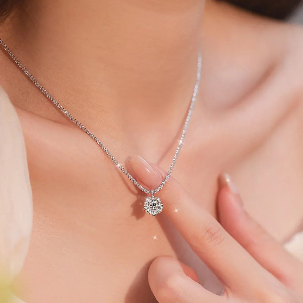 Sparkling Moissanite Chain Necklace