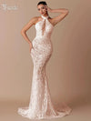 White Halter Maxi Gown