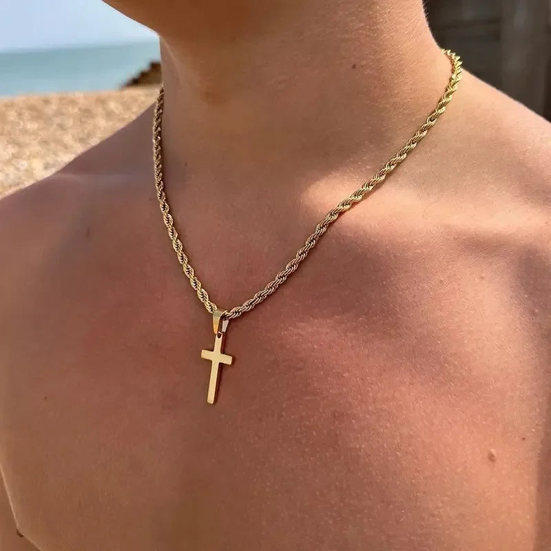 Geometric Cross Pendant Necklace