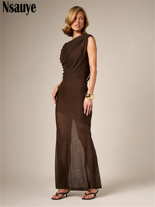 Elegant Ruched Maxi Dress