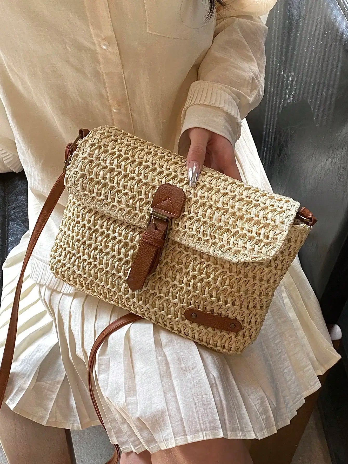 Fashion Straw Crossbody Bag
