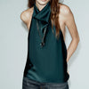 Satin Halter Crop Top