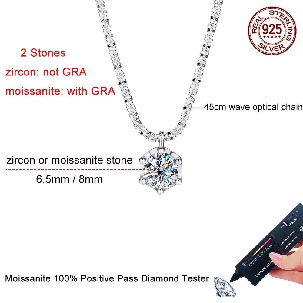 Moissanite Silver Pendant Necklace