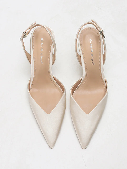 Satin Slingback Heel Sandals