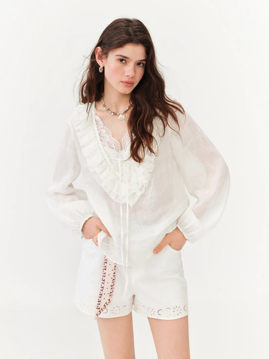 Lace Ramie Summer Blouse