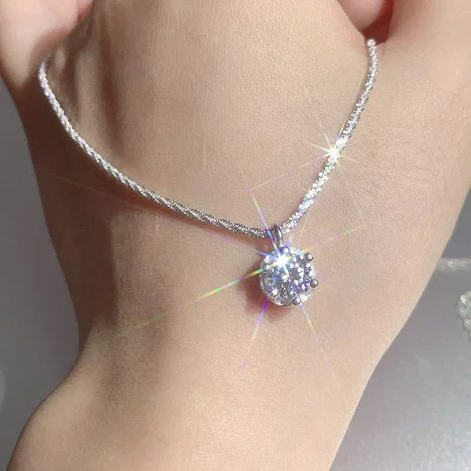 Moissanite Silver Pendant Necklace