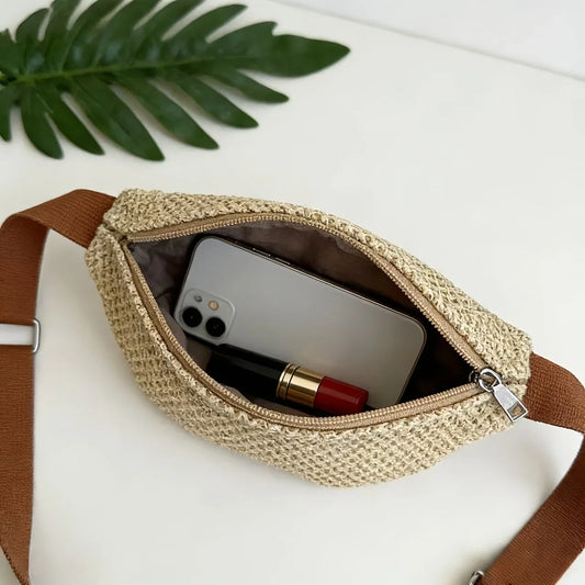 Straw Waist Crossbody Bag