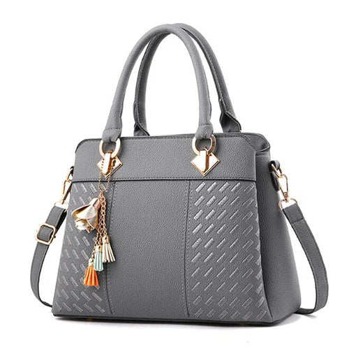 Tassel Leather Tote Bag