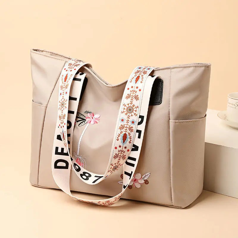 Floral Embroidered Tote Bag