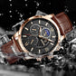 LIGE Leather Sport Watch
