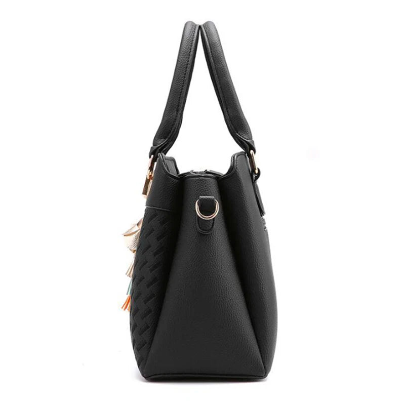 Tassel Leather Tote Bag