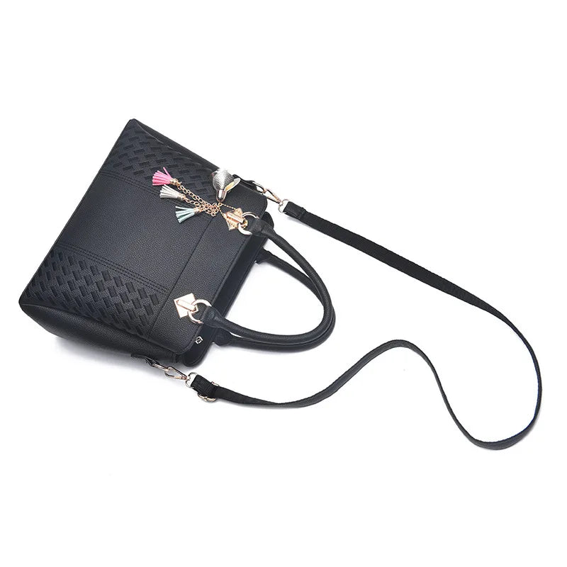 Tassel Leather Tote Bag