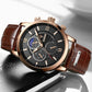 LIGE Leather Sport Watch