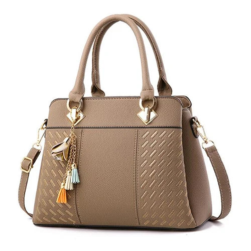 Tassel Leather Tote Bag