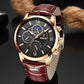 LIGE Leather Sport Watch