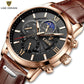 LIGE Leather Sport Watch