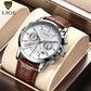 LIGE Leather Sport Watch