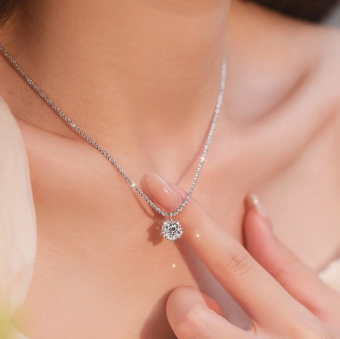 Sparkling Moissanite Chain Necklace