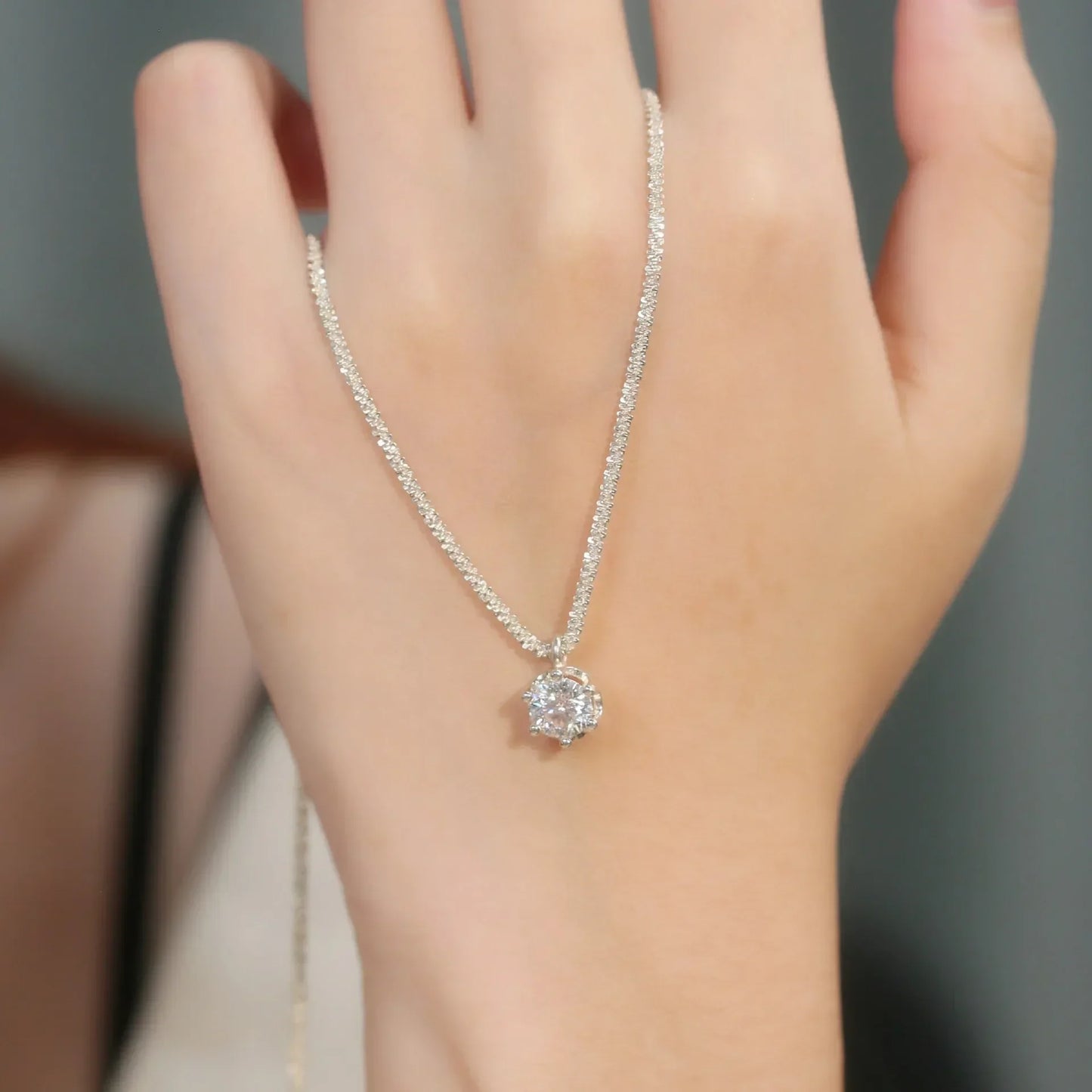 Moissanite Silver Pendant Necklace