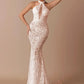 White Halter Maxi Gown