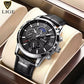 LIGE Leather Sport Watch