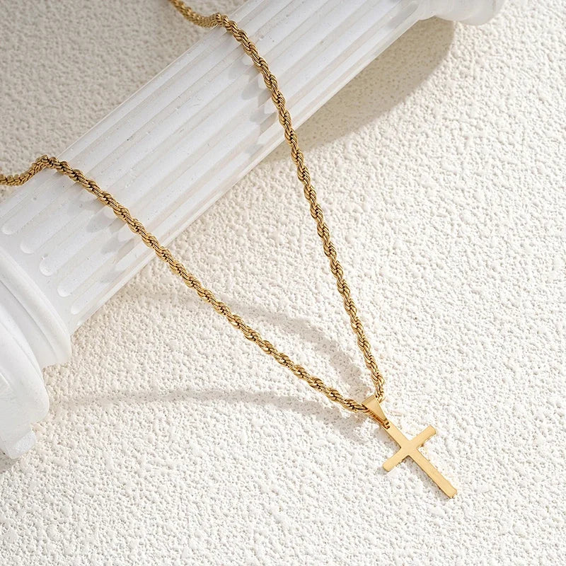 Geometric Cross Pendant Necklace