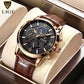 LIGE Leather Sport Watch