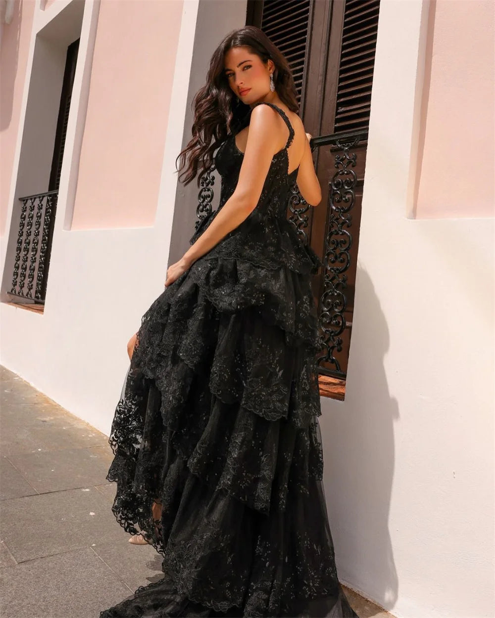 Floral Ruffle Prom Dress