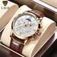 LIGE Leather Sport Watch