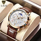 LIGE Leather Sport Watch