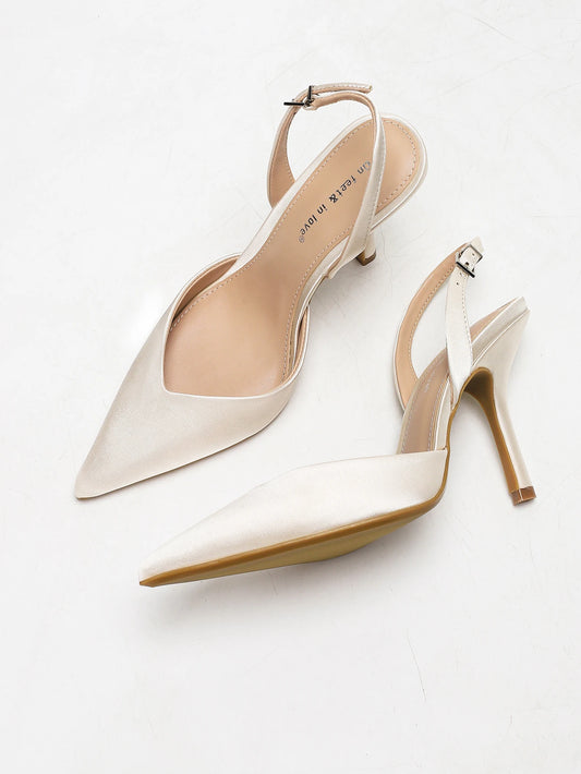 Satin Slingback Heel Sandals