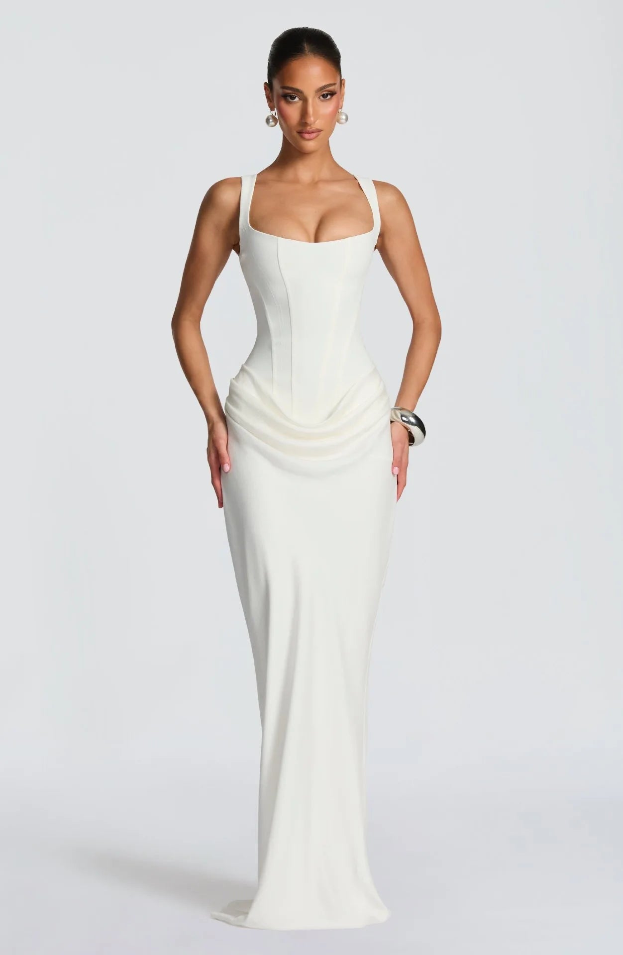 Pleated Off Shoulder Dress
