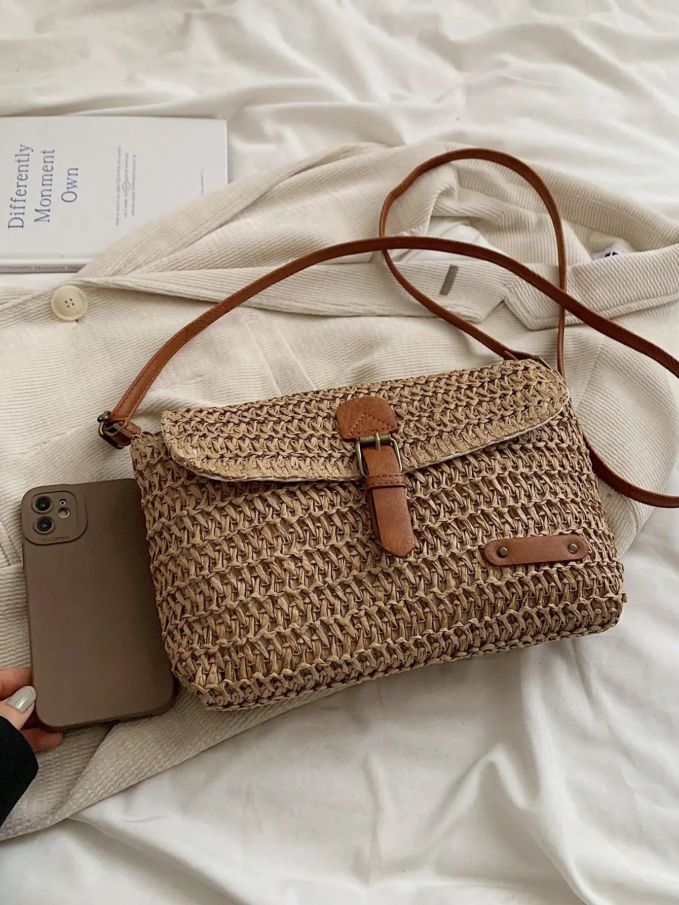 Fashion Straw Crossbody Bag