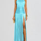 Gold Halter Slit Dress