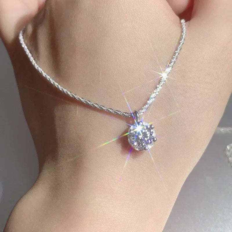 Moissanite Silver Pendant Necklace