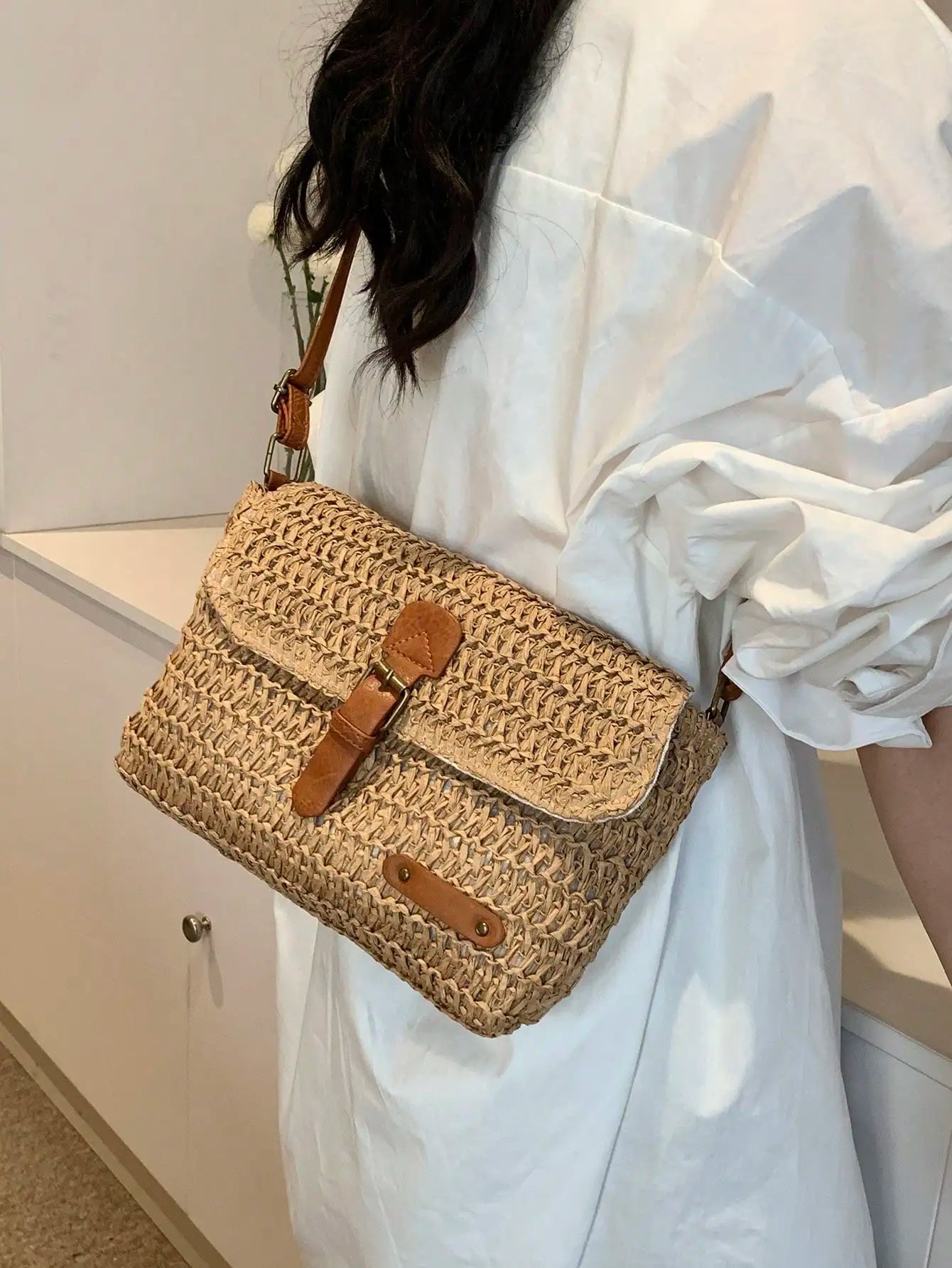 Fashion Straw Crossbody Bag
