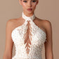 White Halter Maxi Gown