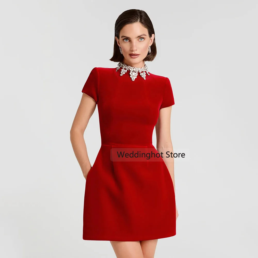 Velvet Crystal Mini Dress