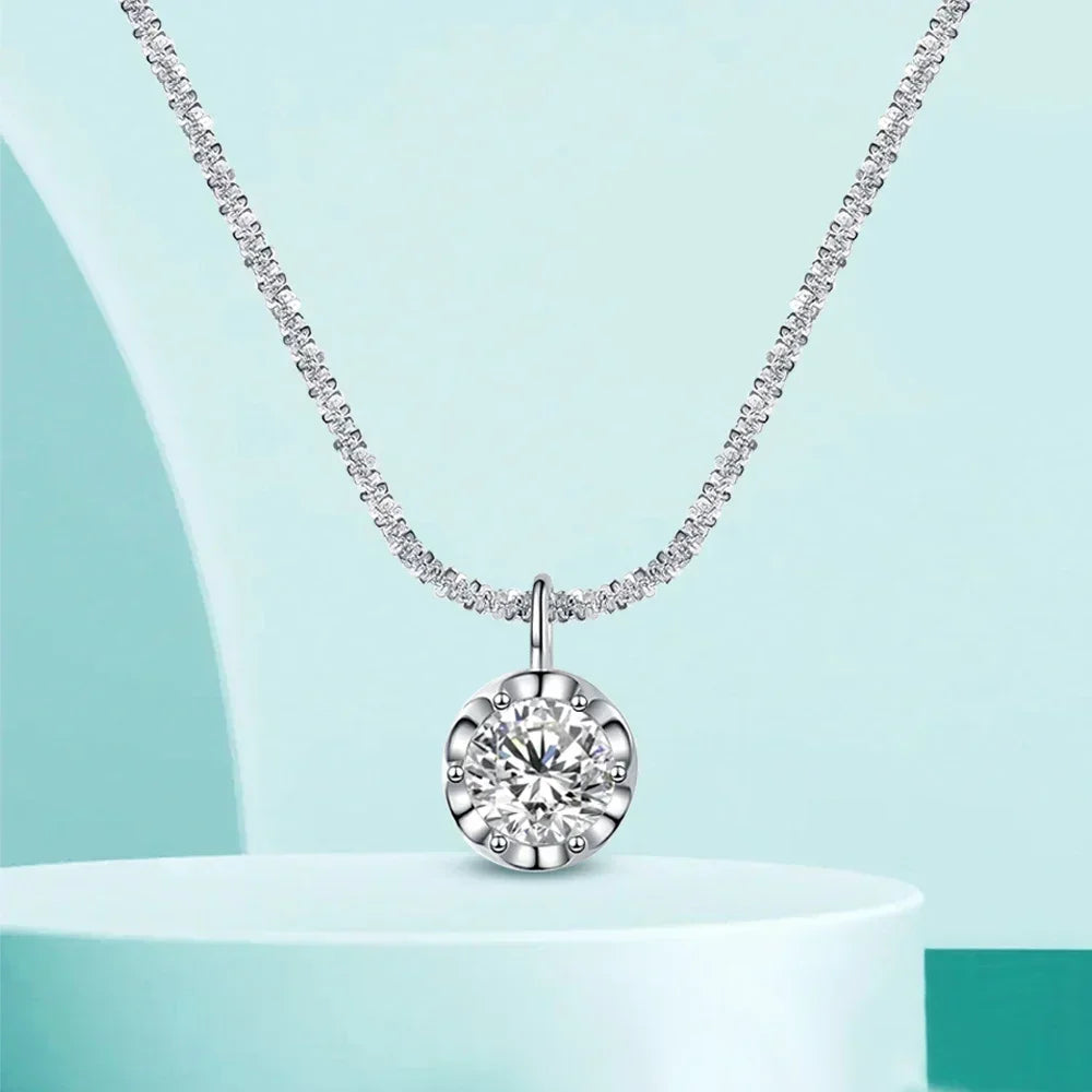 Moissanite Silver Pendant Necklace