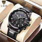 LIGE Leather Sport Watch