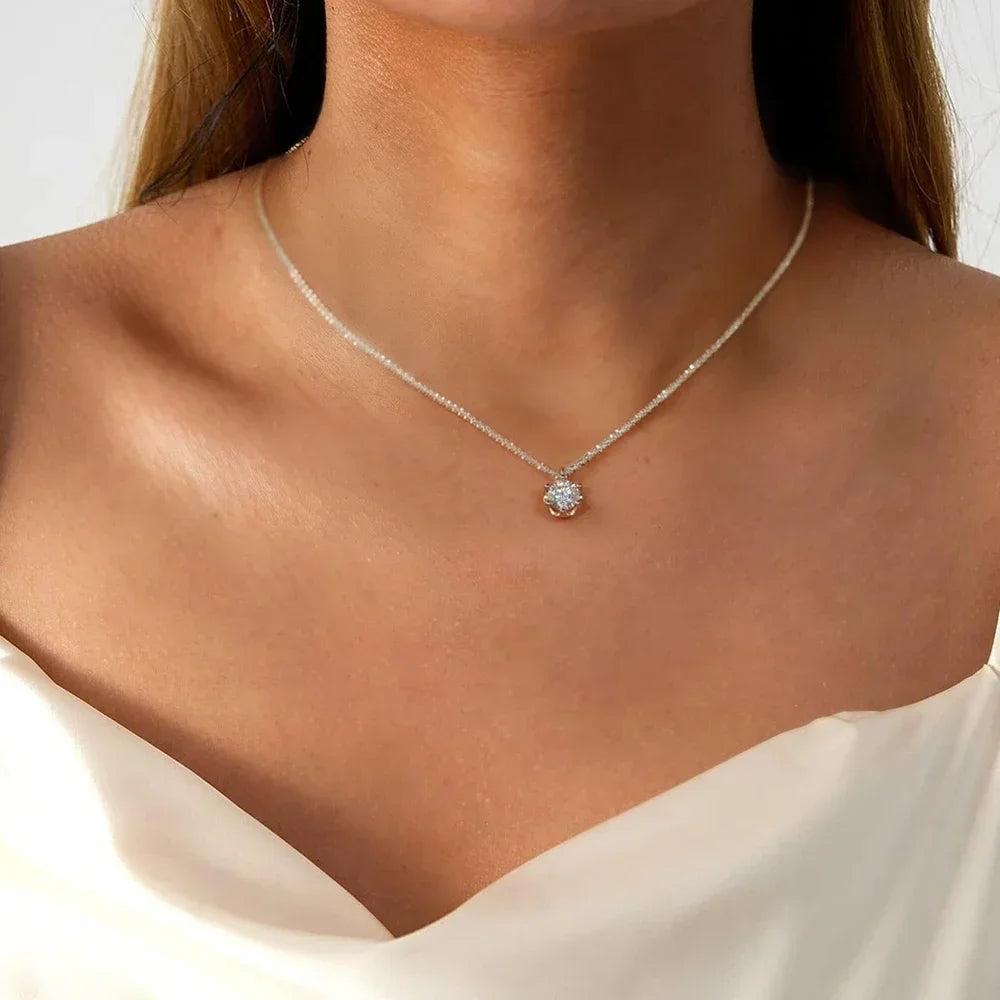 Moissanite Silver Pendant Necklace