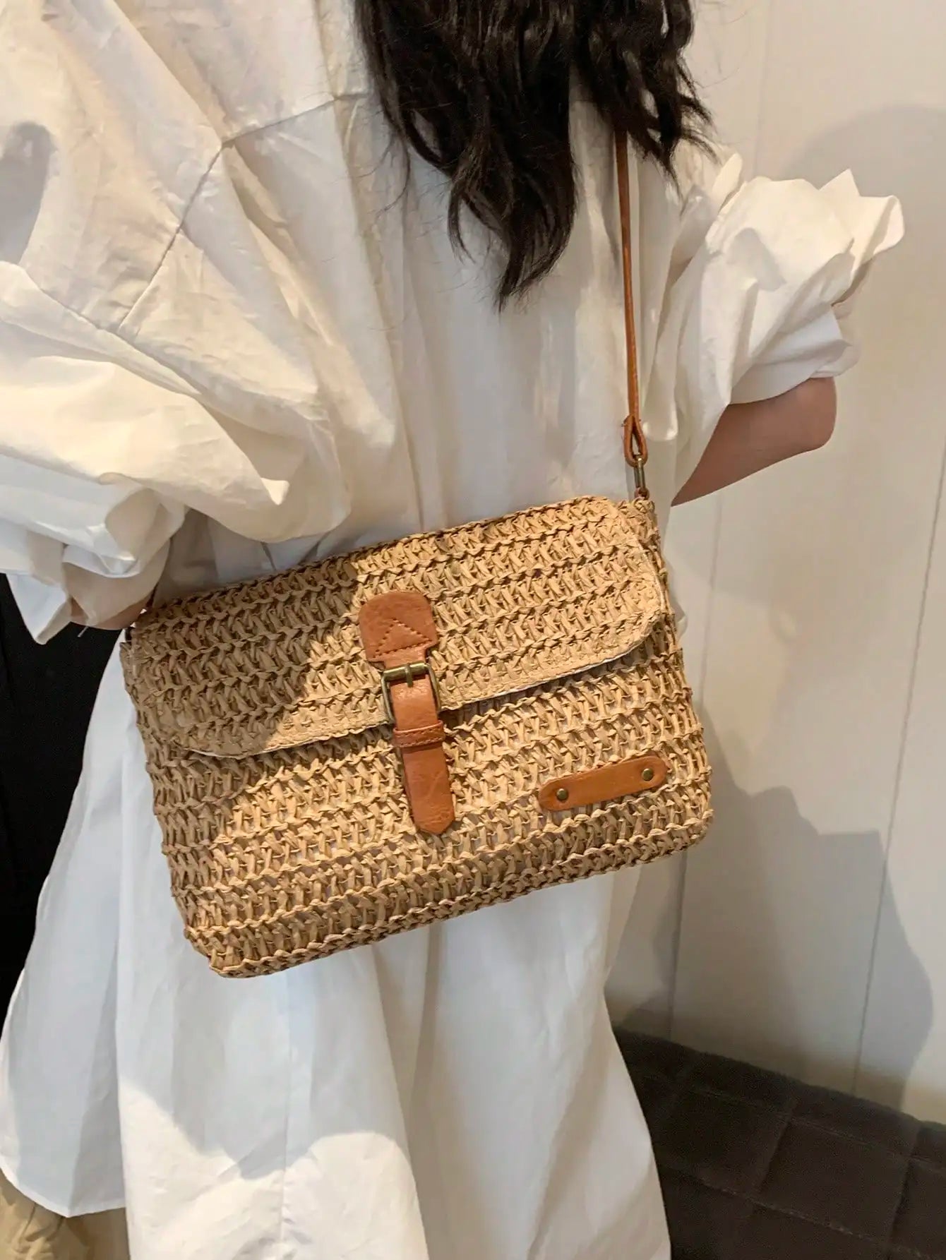 Fashion Straw Crossbody Bag