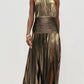 Gold Halter Slit Dress
