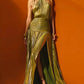 Gold Halter Slit Dress