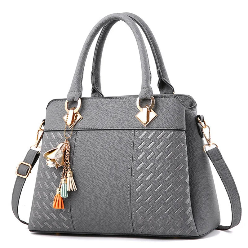 Tassel Leather Tote Bag